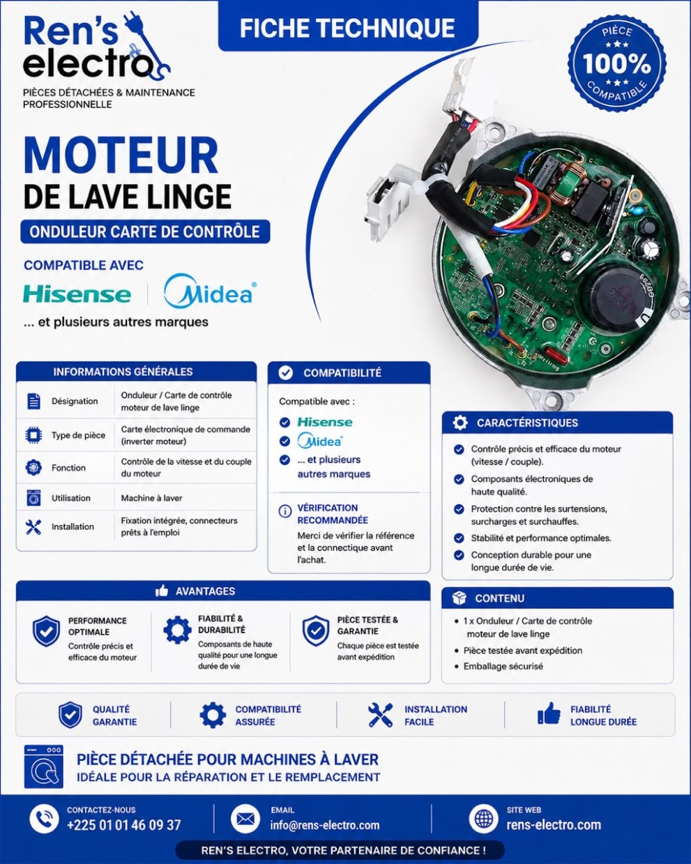 Onduleur / Carte de contrôle moteur de lave-linge